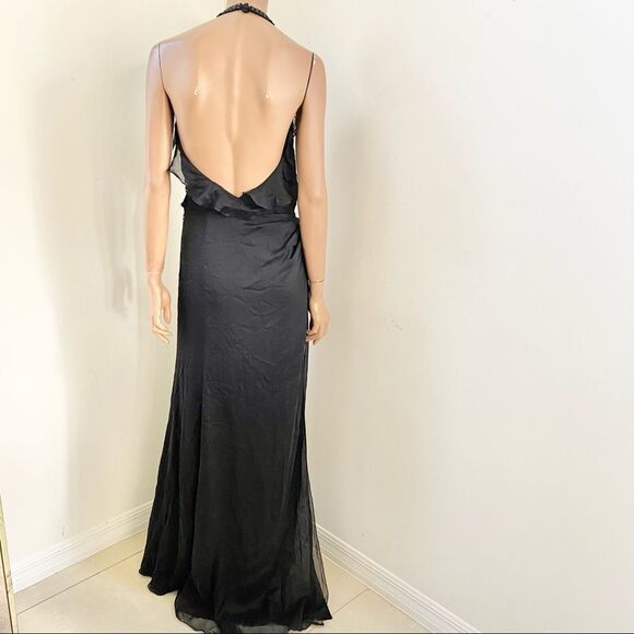 Carmen Marc Valvo Collection Black  Silk Maxi Gown 4 - Picture 6 of 11